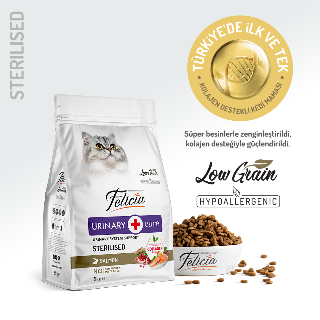 Felicia Kolajen Destekli Hipoalerjenik Somonlu Kısırlaştırılmış Yetişkin Kedi Maması 5KG
