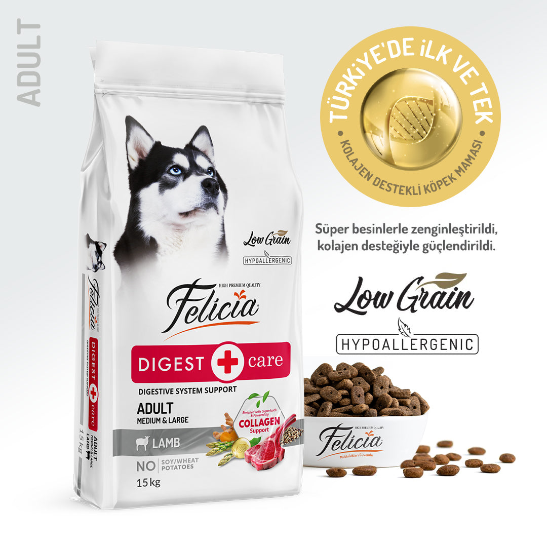 Felicia Kolajen Destekli Hipoalerjenik Kuzulu Yetişkin Köpek Maması 15KG