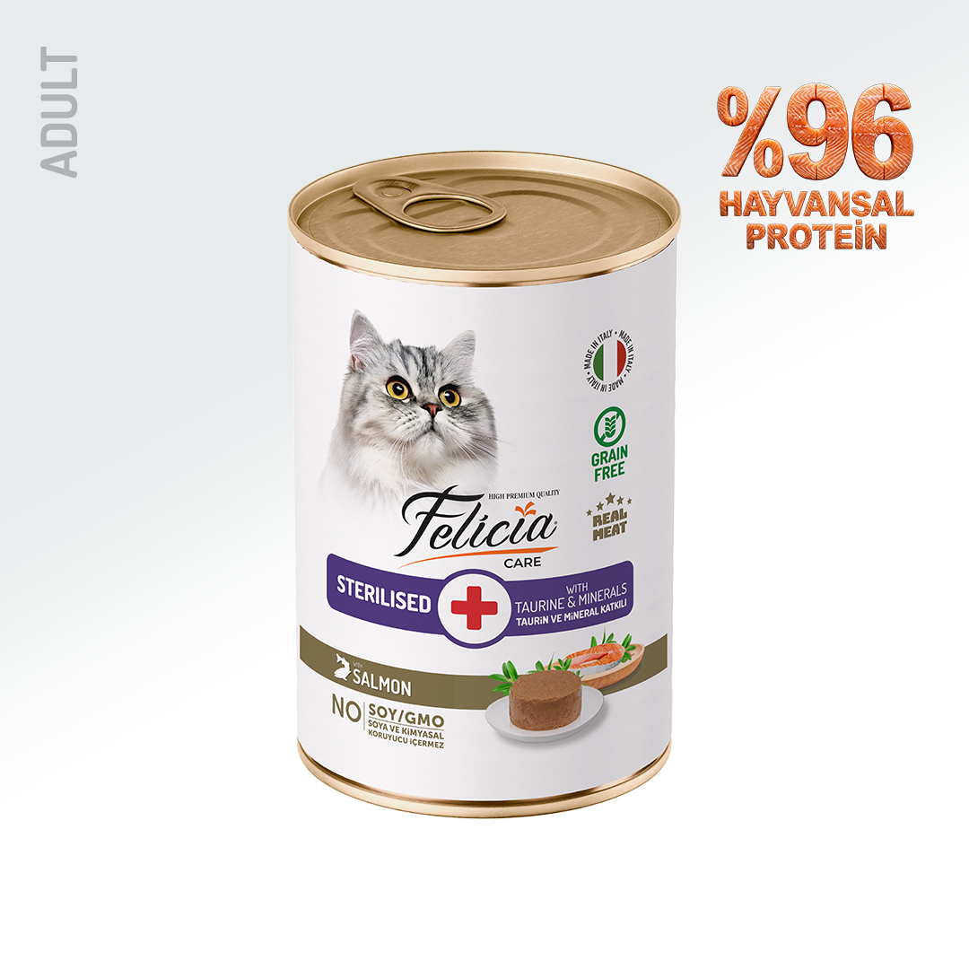 Felicia Kısır Tahılsız Somonlu Kısırlaştırılmış Kedi Konserve 400g