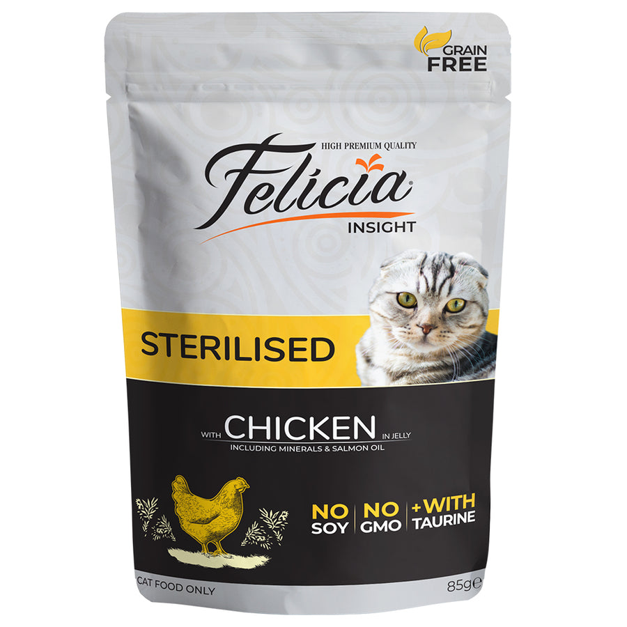 Felicia Tahılsız Pouch Sterilised Tavuklu Yaş Kedi Maması 85 gr