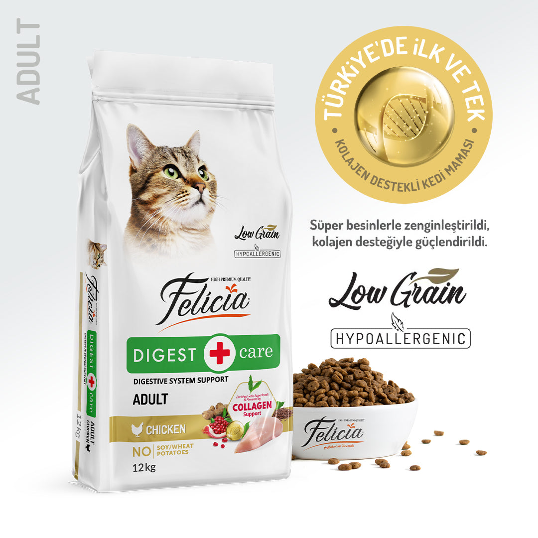 Felicia Kolajen Destekli Hipoalerjenik Tavuklu Yetişkin Kedi Maması 12KG