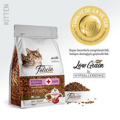Felicia Kolajen Destekli Hipoalerjenik Kuzulu Yavru ve Anne Kedi Maması 1KG