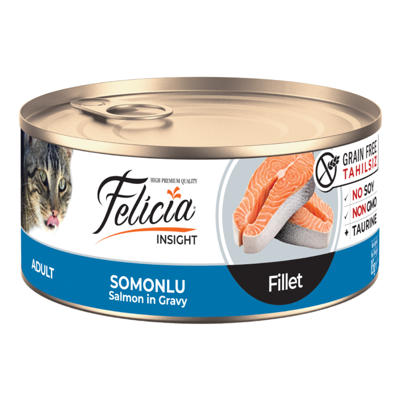 Felicia Tahılsız Konserve Somonlu Fileto Yaş Yetişkin Kedi Maması 85 gr
