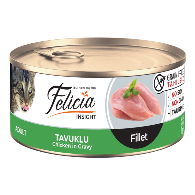 Felicia Tahılsız Konserve Tavuklu Fileto Yaş Yetişkin Kedi Maması 85 gr