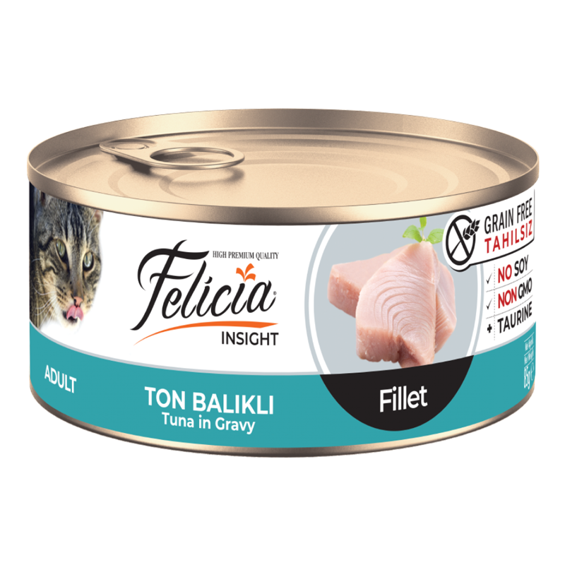 Felicia Tahılsız Konserve Ton Balıklı Fileto Yaş Yetişkin Kedi Maması 85 gr