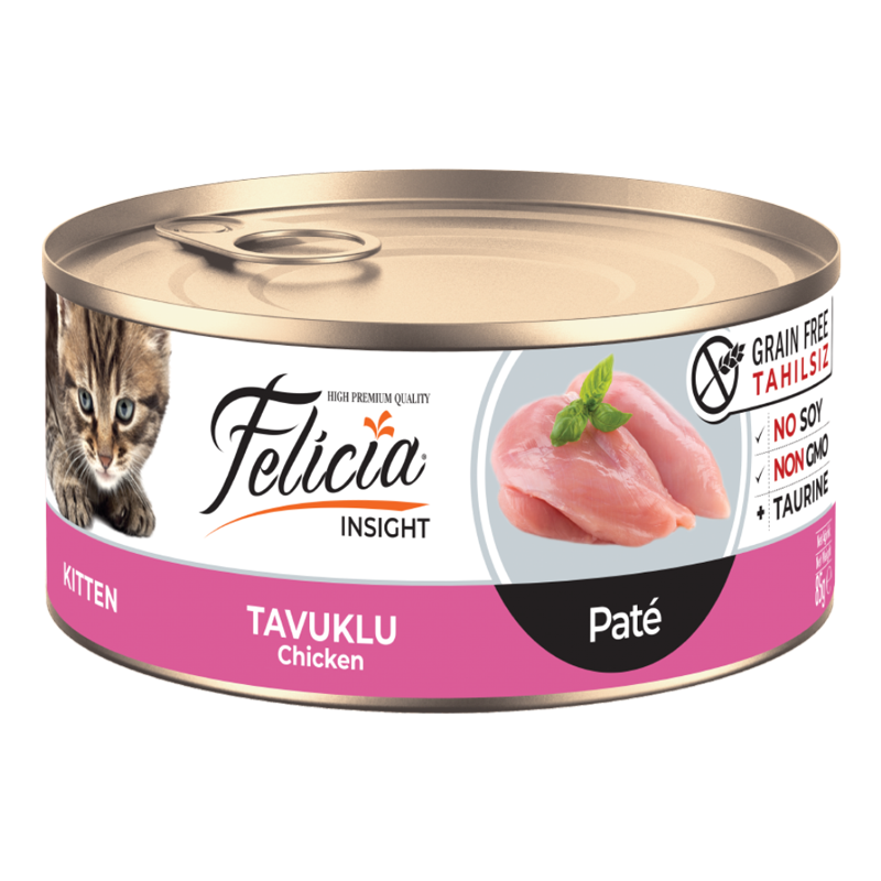 Felicia Tahılsız Konserve Tavuklu Kıyılmış Yaş Yavru Kedi Maması 85 gr