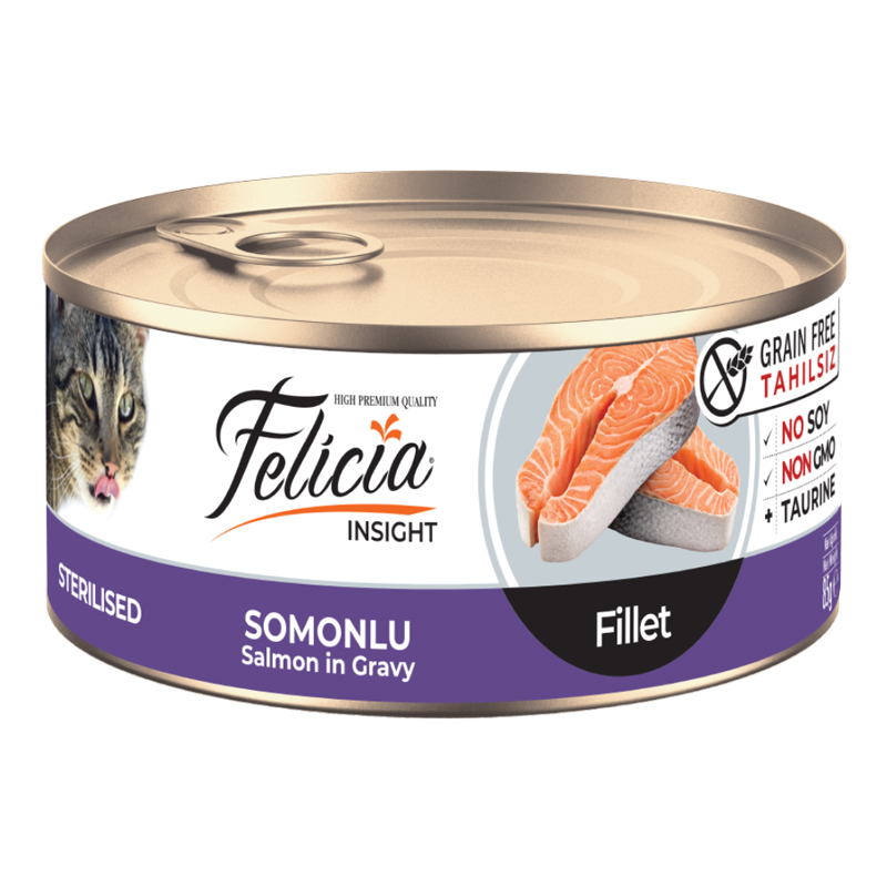 Felicia Tahılsız Konserve Sterilised-Somonlu Fileto Yaş Kedi Maması 85 gr