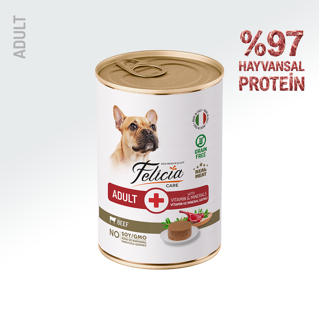 Felicia Yetişkin Tahılsız Biftekli Köpek Konserve 400g