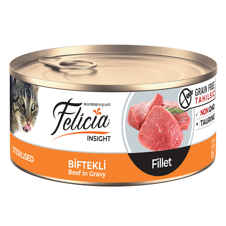 Felicia Tahılsız Konserve Sterilised - Biftekli Fileto Yaş Kedi Maması 85 gr