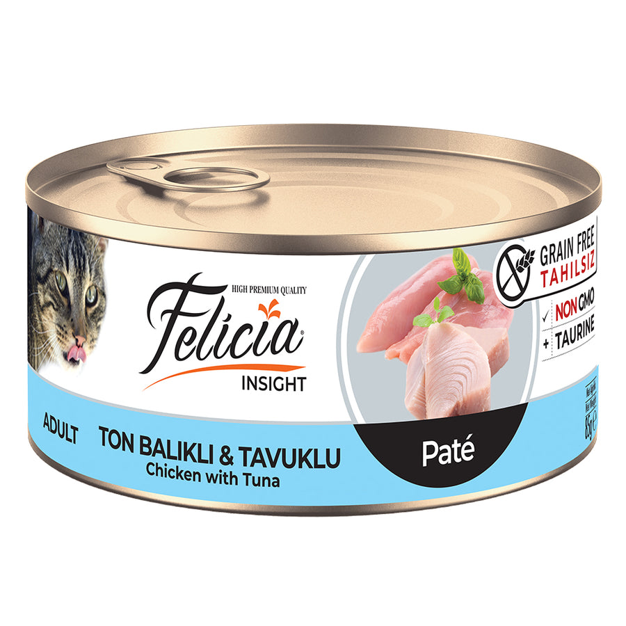 Felicia Tahılsız Konserve Ton Balıklı-Tavuklu Kıyılmış Yaş Yetişkin Kedi Maması 85 gr